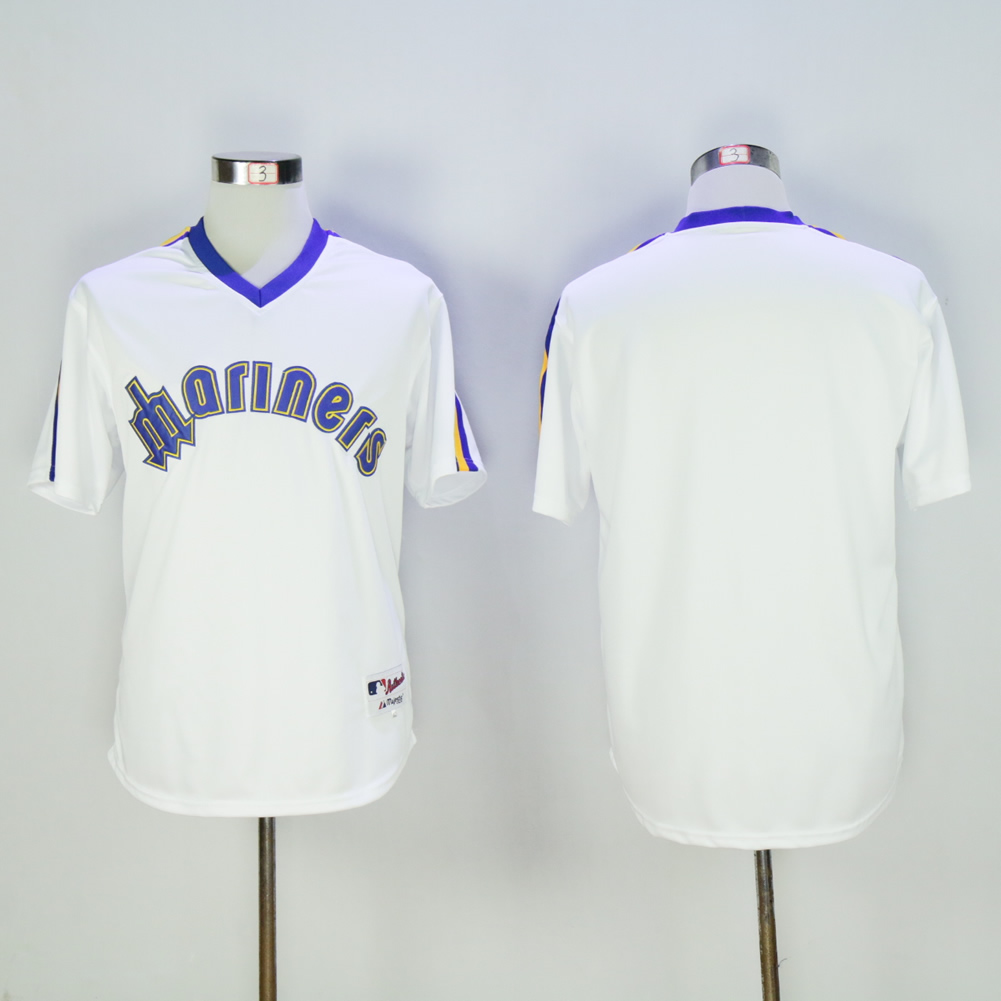 Men Seattle Mariners Blank White Throwback MLB Jerseys1